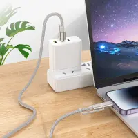 Data Cable Hoco U138 USB-C/iP to USB-C/LED Light 3A 60W Braided Grey 1.2m
