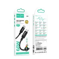 Data Cable Hoco X89 Wind USB-C to USB-C 60W Braided Black 2m