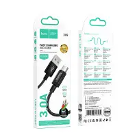 Data Cable Hoco X89 Wind USB-A  to USB-C 3A Braided Black 2m