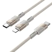 Data Cable Hoco U139  USB-C to 2xUSB-C PD100W 20V/5A Braided Gold 1.2m