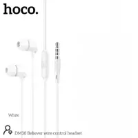Hands Free Hoco DM38 Believer Earphones Stereo 3.5mm with Microphone and Operation Control Button 1.2m White