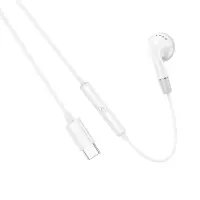Hands Free Hoco DM53 Unilateral Earphones USB-C  with Microphone and Operation Control Button 1.2m White Compatible with all Devices