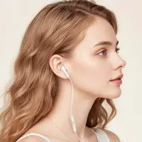 Hands Free Hoco DM53 Unilateral Earphones USB-C  with Microphone and Operation Control Button 1.2m White Compatible with all Devices