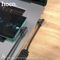 Data Cable Hoco DU40 Guard USB to USB-C 3A Spring Cable Braided Black 0.45-1m