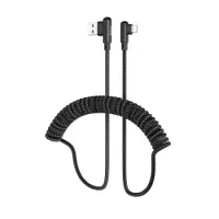 Data Cable Hoco DU40 Guard USB to Lightning 2.4A Spring Cable Braided Black 0.45-1m