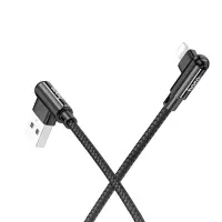 Data Cable Hoco DU40 Guard USB to Lightning 2.4A Spring Cable Braided Black 0.45-1m