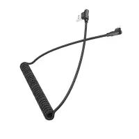 Data Cable Hoco DU40 Guard USB to Lightning 2.4A Spring Cable Braided Black 0.45-1m