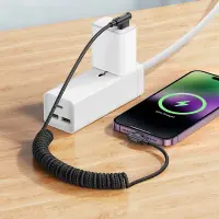 Data Cable Hoco DU40 Guard USB to Lightning 2.4A Spring Cable Braided Black 0.45-1m