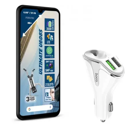 Energizer Energy U608s 4G Dual Sim 6.08" 2GB/32GB + Hoco E47 Pro Traveller Dual USB QC3.1 DC5V Car Charger