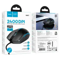 Wired Gaming Mouse Hoco GM37 Wonderful 4 Buttons with Lighting 2400 DPI Black