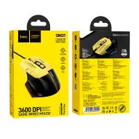 Wired Gaming Mouse Hoco GM31 Overlord 7 Buttons with Lighting 3600 DPI Black-Yellow