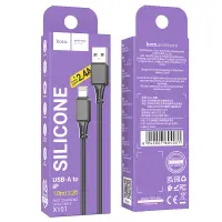 Cable Hoco X101 Silicon Assistant USB-A to Lightning Fast Charging 2.4A Black 1m