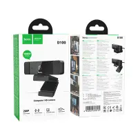 USB Webcam Hoco D100 1080p 30Fps Dual Microphone Black 1.5m