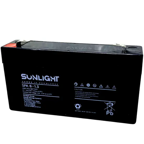 Sunlight VRLA AGM SPA (6V 1.3Ah) 0.29 kg 23mm x 48mm x 97mm