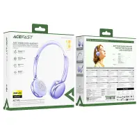 Wireless Headphone Hi-Fi Stereo Acefast H8 500mAh v5.4 30db ANC Purple with HD Microphone Memory Foam Earcups and Storage Bag