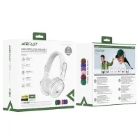 Wireless Foldable Headphones Hi-Fi Acefast H7 500mAh v5.4 35db ANC IP54 Fast Charge Pearl White with 7-Colors Memory Foam Earmuffs and Storgae Bag