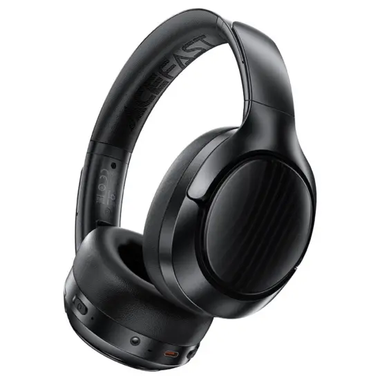 Wireless Foldable Headphones Hi-Fi Stereo Acefast H5 30db ANC AUX 500mAh v5.4 Black with HD Microphone Memory Foam Earcups and Storage Bag