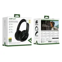 Wireless Foldable Headphones Hi-Fi Stereo Acefast H5 30db ANC AUX 500mAh v5.4 Black with HD Microphone Memory Foam Earcups and Storage Bag