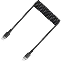 Data Cable Acefast C14-03 USB-C to USB-C PD60W 3A Fast Charge USB2.0 Spring Braided Black 1.2m