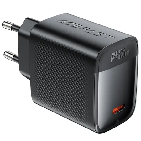 Travel Charger Acefast A112 Fast Charging USB-C PD45W QC3.0 GaN Black