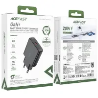 Travel Charger Acefast A65 Ultra Thin Fast Charging 1xUSB-C PD20W QC3.0 GaN Black