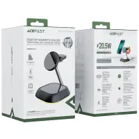 Acefast E16 3-in-1 20.5W Wireless Charging Desktop Stand for Charging 3 Devices with LED Lighting Black