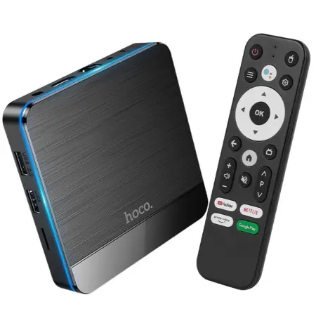 TV Box Hoco. DQ07 Primo 4K UHD 60Fps with WiFi RJ45 4GB RAM + 64GB ROM v5.0 Android 9 Not compatible with Netflix and CosmoteTV apps.
