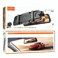 Rearview Mirror Mounted Cam Hoco. DI36 1080p Full HD Ultra Wide Angle Lens 145° 9.66" Touch Screen Display and 720p Rear View Camera