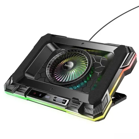 Laptop Cooler Hoco. DH20 RGB Black with 2200Rpm Fan and Phone Stand for Laptop up to 19"