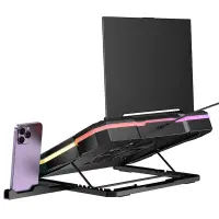 Laptop Cooler Hoco. DH20 RGB Black with 2200Rpm Fan and Phone Stand for Laptop up to 19"