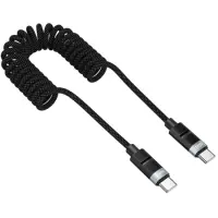 Cable Hoco. DU59 Bamboo USB-C to USB-C 60W Spring Braided Black 1.5m