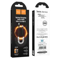 Cable Hoco. DU59 Bamboo USB-C to USB-C 60W Spring Braided Black 1.5m