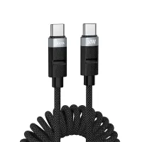 Cable Hoco. DU59 Bamboo USB-C to USB-C 60W Spring Braided Black 1.5m