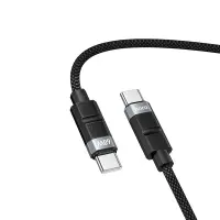 Cable Hoco. DU59 Bamboo USB-C to USB-C 60W Spring Braided Black 1.5m