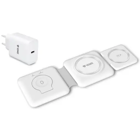 Wireless Foldable Charger Pad Yenkee YAC 5330 3-in-1 15W Compatible with Apple Watch+Wall Charger 35W