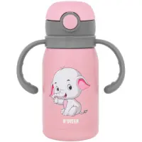 Stainless Steel & Plastic Kids Thermos Cup N'oveen TB566 300ml Double Walls with Strap and Interchangeable Caps Pink