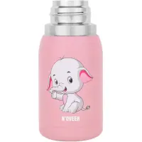 Stainless Steel & Plastic Kids Thermos Cup N'oveen TB566 300ml Double Walls with Strap and Interchangeable Caps Pink
