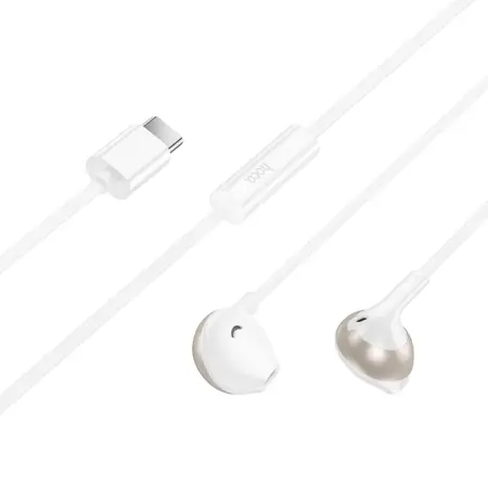Hands Free Hoco M115 Sagacious USB-C Universal Earphones Hi-Fi Stereo with Microphone White 1.2m Comptatible with All USB-C Devices