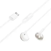 Hands Free Hoco M115 Sagacious USB-C Universal Earphones Hi-Fi Stereo with Microphone White 1.2m Comptatible with All USB-C Devices