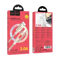 Cable Hoco U144 USB-A  to USB-C Fast Charging 3A with Lighting Braided Gold 1.2m