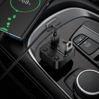 Bluetooth FM Transmitter Hoco E87 Delta 35W with 2xUSB-A and 1xUSB-C PD20W BT5.4 Supports USB Music Playback and Calls