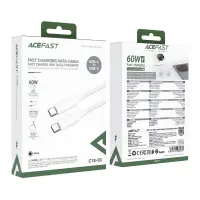 Cable Acefast C18-03 USB-C to USB-C 60W 20V/3A USB2.0 Braided White 1.2m