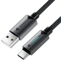 Cable Acefast C19-04 Metallic USB-A  to USB-C 3.0A Fast Charging USB2.0 with Charging Indicator Braided Black 1.2m
