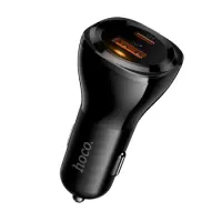 Car Charger Hoco. DZ27 48W 1xUSB-C PD30W 1xUSB-A QC3.0 with Light Indicator Black