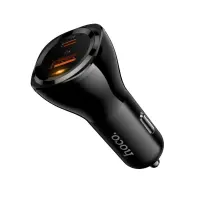 Car Charger Hoco. DZ27 48W 1xUSB-C PD30W 1xUSB-A QC3.0 with Light Indicator Black