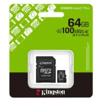 MicroSDXC 64GB Kingston Canvas Select+ Class 10 with SD Adapter up to 100MB/s SDCS3/64GB