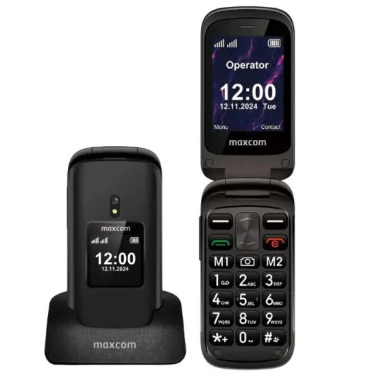 Maxcom MM834 4G Dual Sim 2.4" with Charging Base, Camera, FM Radio, Flashlight 1000mAh Black