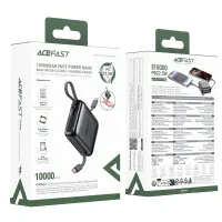 Power Bank Acefast M23 Mini 10000mAh PD22.5W Fast Charging with 1xUSB-C Cable and 1xLightning Cacle and 1χUSB-C Port Black