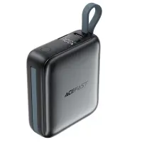 Power Bank Acefast M23 Mini 10000mAh PD22.5W Fast Charging with 1xUSB-C Cable and 1xLightning Cacle and 1χUSB-C Port Black