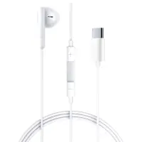 Hands Free Acefast L9 Single Earphone USB-C with HD Mic Compatible with All USB-C Devices White 1.2m